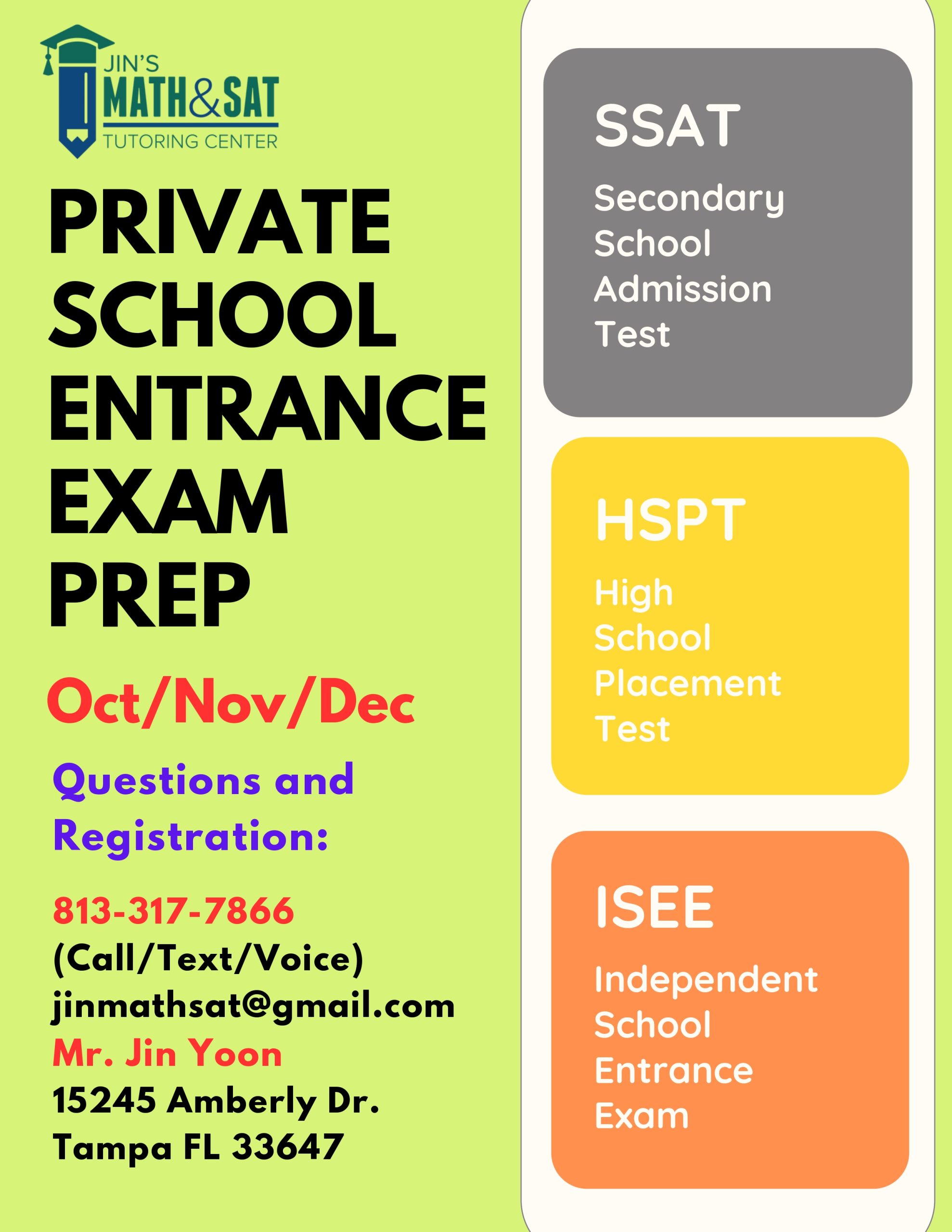 JIN’S MATH & SAT TUTORING CENTER – Test Prep and Subject Tutoring